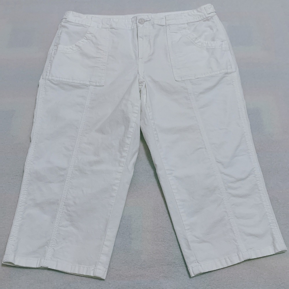 Coldwater Creek Capri Pants Women's P14 White Natural Fit Stretch Cotton Blend